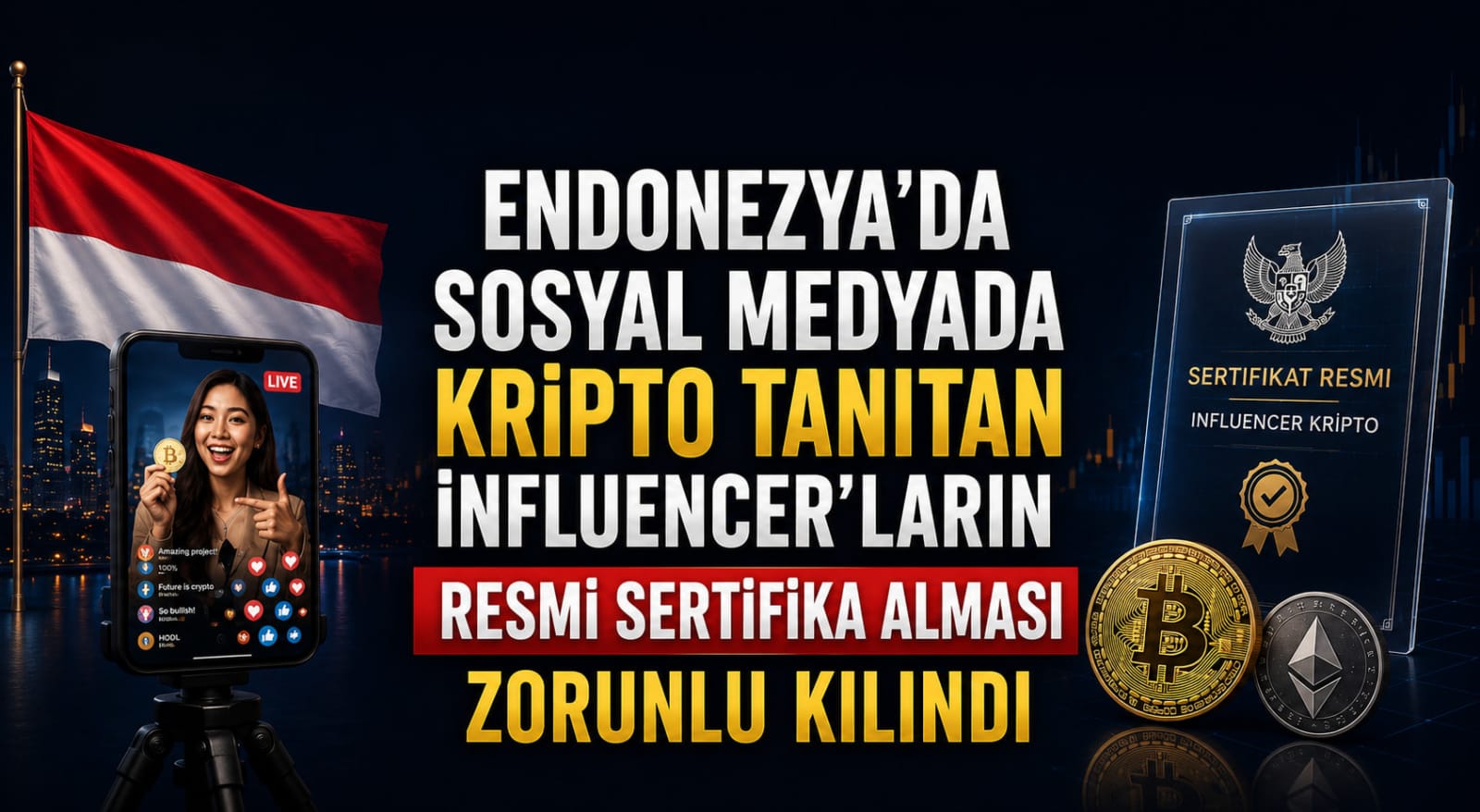 Endonezya da Sosyal Medyada Kripto Tanıtan İnfluencer'ların Resmi Sertifika Alması Zorunlu Kılındı