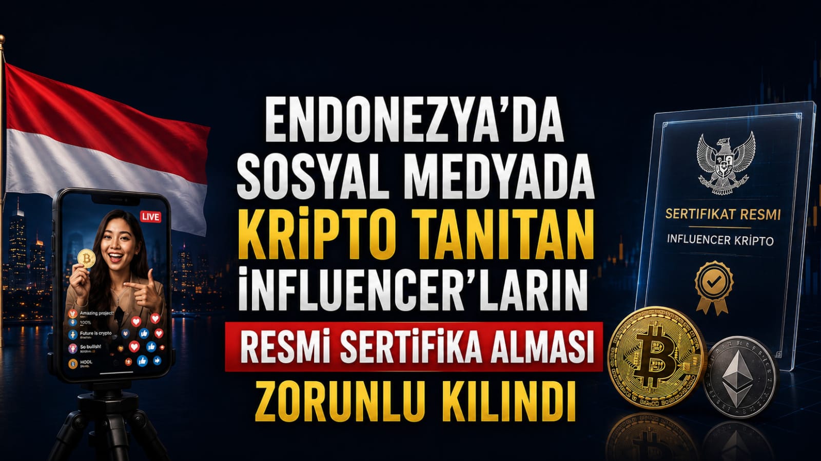 Endonezya da Sosyal Medyada Kripto Tanıtan İnfluencer'ların Resmi Sertifika Alması Zorunlu Kılındı