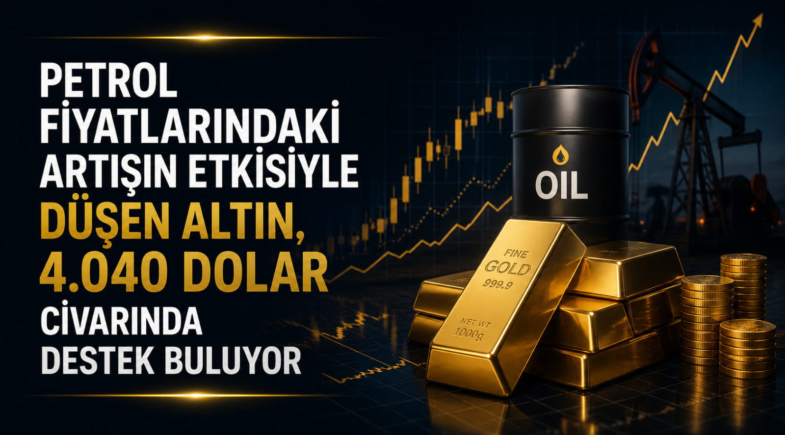 Petrol Fiyatlarındaki Artışın Etkisiyle Düşen Altın, 4.040 Dolar Civarında Destek Buluyor