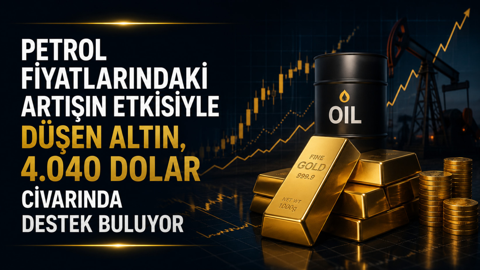 Petrol Fiyatlarındaki Artışın Etkisiyle Düşen Altın, 4.040 Dolar Civarında Destek Buluyor