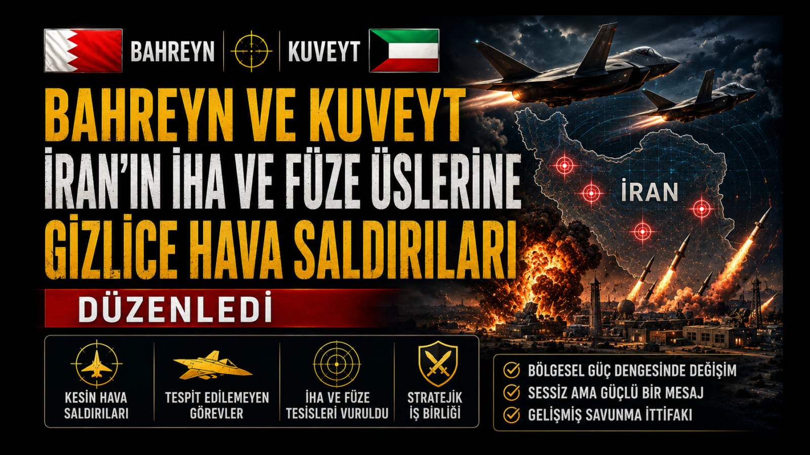 Bahreyn ve Kuveyt İran'ın İha ve Füze Üslerine Gizlice Hava Saldırıları Düzenledi