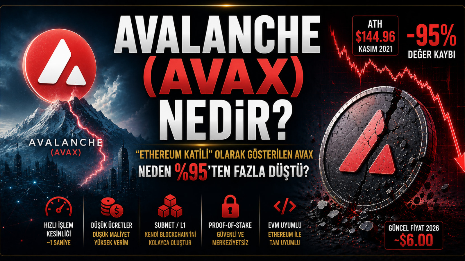 Avalanche (AVAX) Nedir? “Ethereum Katili” Olarak Gösterilen AVAX Neden %95’ten Fazla Düştü?