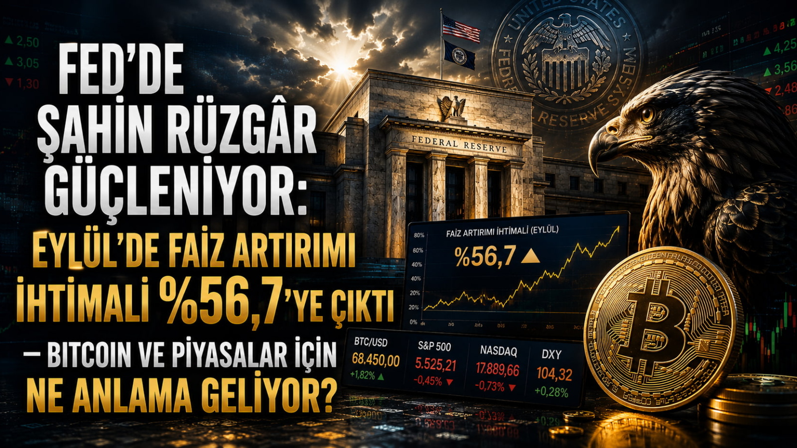 Fed'de Şahin Rüzgâr Güçleniyor: Eylül'de Faiz Artırımı İhtimali %56,7'ye Çıktı — Bitcoin ve Piyasalar İçin Ne Anlama Geliyor? Son günlerde Fed yetkililerinden peş peşe şahin mesajlar geliyor. Bugün Financial Times'ın Başkan Kevin Warsh'a dair aktardığı haberle birlikte, yıllardır "ne zaman indirim" diye tartışılan bir piyasada gündem tümüyle tersine döndü: Artık konuşulan, Eylül'de bir faiz artırımı. Peki bu dönüş neyin habercisi; risk iştahına, hisselere, tahvillere ve Bitcoin'e etkisi ne olabilir? Şahin koro büyüyor 29 Temmuz FOMC toplantısında Fed, politika faizini %3,50–3,75 aralığında sabit tuttu; ancak asıl dikkat çekici olan oylamaydı. Komite 9'a 3 bölündü ve üç bölge başkanı — Minneapolis'ten Neel Kashkari, Cleveland'dan Beth Hammack ve Dallas'tan Lorie Logan — derhal çeyrek puanlık artırım yönünde muhalefet şerhi düştü. Bu, Warsh'ın başkanlığı devralmasından bu yana komitedeki ilk muhalefet oyları oldu ve 2016'dan bu yana en keskin bölünmeyi işaret etti. Muhalefet oyla da sınırlı kalmadı. Kashkari bu hafta CNBC'de net konuştu: şirket kârlarının, tüketicinin ve işgücü piyasasının güçlü olduğunu, dolayısıyla para politikasının yeterince sıkı olmadığını savundu; enflasyonun yerleşmesini beklemek yerine "şimdi küçük adımlarla yukarı gitmenin zamanı" olduğunu vurguladı. Hammack, yüksek enflasyon uzadıkça bunu geri çevirmenin daha maliyetli olacağı uyarısını yaptı. Guvernör Lisa Cook da enflasyon soğumazsa faiz artırımını destekleyeceğini belirtti. Kısacası şahin kanat hem sayıca hem de sesçe büyüyor. Warsh sürprizi: FT haberi Bugünkü kritik gelişme ise doğrudan Fed'in tepesinden geldi. Financial Times, Warsh'ın düşüncelerine yakın kişilere dayanarak, önümüzdeki enflasyon verilerinin beklentilerin üzerinde gelmesi ve piyasaların daha yüksek borçlanma maliyeti fiyatlamaya başlaması hâlinde Warsh'ın Eylül toplantısında faiz artırımını desteklemeye hazır olduğunu aktardı. Bu, göreve geldiğinden beri iletişimini bilinçli olarak kısan, "ileriye dönük yönlendirme vermeyeceğim" diyen bir başkan için güçlü bir sinyal. Warsh, Temmuz toplantısının ardından "yumuşak bir enflasyon hedefi yok; %2'nin üzerindeki her okuma kabul edilemez" diyerek çıtayı zaten yükseltmişti. FT haberi, bu duruşun söylem düzeyinde kalmayıp Eylül'de eyleme dönüşebileceğinin altını çiziyor. Piyasa artık artırımı fiyatlıyor Haberin ardından fiyatlama hızla değişti. CME FedWatch'a göre 15–16 Eylül toplantısında çeyrek puanlık artırım ihtimali, bir gün önceki %54,4 seviyesinden %56,7'ye çıktı. Tahmin piyasaları biraz daha temkinli; Polymarket ve Kalshi tarafında ihtimal %52–53 bandında. Yani kesinleşmiş bir sonuç yok, ama artık "baz senaryo" tarafına kaymış bir ihtimalden söz ediyoruz — indirim ise fiilen masadan kalktı. Tahvil tarafı da bu yönü teyit ediyor. Faize en duyarlı 2 yıllık Hazine getirisi %4,22'ye, 10 yıllık %4,64–4,67'ye tırmandı; 30 yıllık ise %5,21 ile 19 yılın zirvesine yükseldi. Yükselen getiriler, piyasanın daha sıkı bir para politikasına hazırlandığını gösteriyor. Her şey verilerde: Eylül öncesi kritik takvim Hem Warsh'ın hem de muhalif isimlerin vurguladığı üzere karar tamamen gelecek verilere bağlı. Eylül FOMC'sine kadar piyasayı yönlendirecek başlıca başlıklar: 12 Ağustos — Temmuz TÜFE (CPI) 13 Ağustos — Temmuz ÜFE (PPI) 26 Ağustos — Temmuz PCE (Warsh'ın yakından izlediği Dallas Fed Trimmed Mean PCE dahil) Eylül başı — Ağustos istihdam (tarım dışı) raporu 11 Eylül — Ağustos TÜFE (toplantıdan yalnızca 5 gün önce; karar öncesi son enflasyon okuması) Yani Eylül kararına kadar iki TÜFE ve bir PCE verisi görülecek. Başlangıç noktaları yüksek: Haziran'da manşet PCE %3,7, çekirdek PCE %3,3, TÜFE ise yıllık yaklaşık %3,5 seviyesindeydi — hepsi Fed'in %2 hedefinin belirgin biçimde üzerinde. Bu verilerin sıcak gelmesi, özellikle işgücü piyasası da dirençli kalırsa, artırım savını güçlendirir. Tersine, çekirdek enflasyonun net şekilde soğuması artırım beklentisini hızla söker. Önemli bir çekince: bu hafta açıklanan ADP verisi (Temmuz'da özel sektörde yalnızca 44 bin istihdam; beklenti 75 bindi) yılın en zayıf okumalarından biriydi. İşgücü piyasasındaki olası bir yavaşlama, enflasyon inatçı kalsa bile Fed'in elini bağlayabilir — yani bir "stagflasyon ikilemi" senaryosu da masada. Şahin dönüşün piyasalara etkisi Faiz artırımı — ya da yalnızca artırım beklentisinin güçlenmesi — risk varlıkları için genel olarak rüzgâra karşı esmek demektir. Mekanizma şöyle işler: yükselen faiz ve reel getiri, gelecekteki nakit akışlarını bugüne indirgerken kullanılan iskonto oranını yükseltir; bu da en çok "uzun vadeli" varlıkları vurur — yüksek değerlemeli teknoloji hisseleri, büyüme hisseleri, gayrimenkul ve temettü-duyarlı ütilite sektörleri. Sıkışan likidite kaldıraçlı pozisyonları taşımayı pahalılaştırır. Güçlenen dolar ise sermayeyi ABD'ye çeker ve dolar dışı/riskli varlıklar üzerinde baskı yaratır. Buna karşılık kısa vadeli getiriler ve dolar bu ortamda görece kazançlı çıkar. Nitekim Temmuz kararı sonrası hisse tarafı satış görürken kısa vadeli getiriler ve dolar destek buldu. Enflasyonun beklenenden yumuşak gelmesi ise tabloyu tersine çevirir: artırım beklentisi çözülür, büyüme hisseleri ve risk iştahı hızla toparlanabilir. Peki Bitcoin? Bitcoin bu döngüde büyük ölçüde "uzun vadeli bir risk varlığı" gibi işlem görüyor; yani yukarıdaki mekanizmanın tam ortasında. Teoride sıkı para politikası, yükselen reel getiriler ve güçlü dolar Bitcoin için olumsuz; getirisi olmayan bir varlık olarak BTC, yükselen tahvil getirileriyle rekabet etmek zorunda kalıyor. Ancak pratikte tablo daha nüanslı. Bitcoin, 29 Temmuz'daki şahin karara ve sonraki artırım söylentilerine rağmen 64.000 dolar civarında şaşırtıcı bir dayanıklılık gösterdi; hisseler düşerken ve getiriler yükselirken BTC dar bir bantta tutundu. Bunun birkaç nedeni var. Spot Bitcoin ETF akışları artık kısa vadenin en belirleyici sinyali. Kurumsal talep (giriş) makro rüzgârı bir ölçüde dengeleyebiliyor; çıkışlar ise risk-off ortamını teyit ediyor. Yapısal ETF girişleri, BTC'nin makroyla geleneksel bağını zaman zaman gevşetiyor. Bunun yanında "değer kaybı / sağlam para" anlatısı da devrede: kimi yatırımcı için inatçı enflasyon ve mali görünüm, Bitcoin'i (ve altını) bir korunma aracı olarak öne çıkarıyor — nitekim altın son dönemde yeniden güç kazandı. Analistler ikiye bölünmüş durumda. Bir kanat, şahin duruşun bu döngüdeki en olumsuz senaryo olduğunu, sıkışan likiditenin kaldıraçlı kripto pozisyonlarını pahalılaştırdığını ve kurumsal konumlanmanın savunmaya geçmesi gerektiğini savunuyor. Diğer kanat ise sıkı bir Fed'in "kötüye giden bir ekonomi" anlamına gelmediğini, yapıcı kripto tezinin zaten faiz indirimlerine dayanmadığını, ETF akışları ile zincir-üstü birikimin daha belirleyici olacağını söylüyor. Bir de mevsimsellik var: Ağustos, tarihsel olarak Bitcoin'in en zayıf aylarından biri ve piyasa duyarlılığı şu an "korku" bölgesinde seyrediyor. Sonuç: Yol ayrımı verilerde Özetle, Fed'de yıllar sonra ilk kez yönü yukarı olan bir faiz tartışması var ve Warsh bu ihtimali FT üzerinden fiilen masaya koymuş görünüyor. Ama bu senaryo taşa yazılmış değil; 12 Ağustos ve 11 Eylül TÜFE ile 26 Ağustos PCE verileri kararı belirleyecek. Yatırımcı için pratik çıkarım: önümüzdeki altı hafta, enflasyon verilerinin her biri yüksek oynaklık taşıyor. Sıcak enflasyon ve dirençli istihdam kombinasyonu hisseleri, uzun vadeli varlıkları ve muhtemelen Bitcoin'i baskılar; dolar ile kısa vadeli getirileri destekler. Enflasyonun soğuması ise artırım beklentisini söker ve risk iştahını canlandırır. Bitcoin özelinde ise makro rüzgârın ötesinde ETF akışları ile 60.000–62.000 dolar destek bandının korunup korunmadığı yakından izlenmeli. Kısacası: Fed'in tonu sertleşti, ama son sözü veriler söyleyecek.