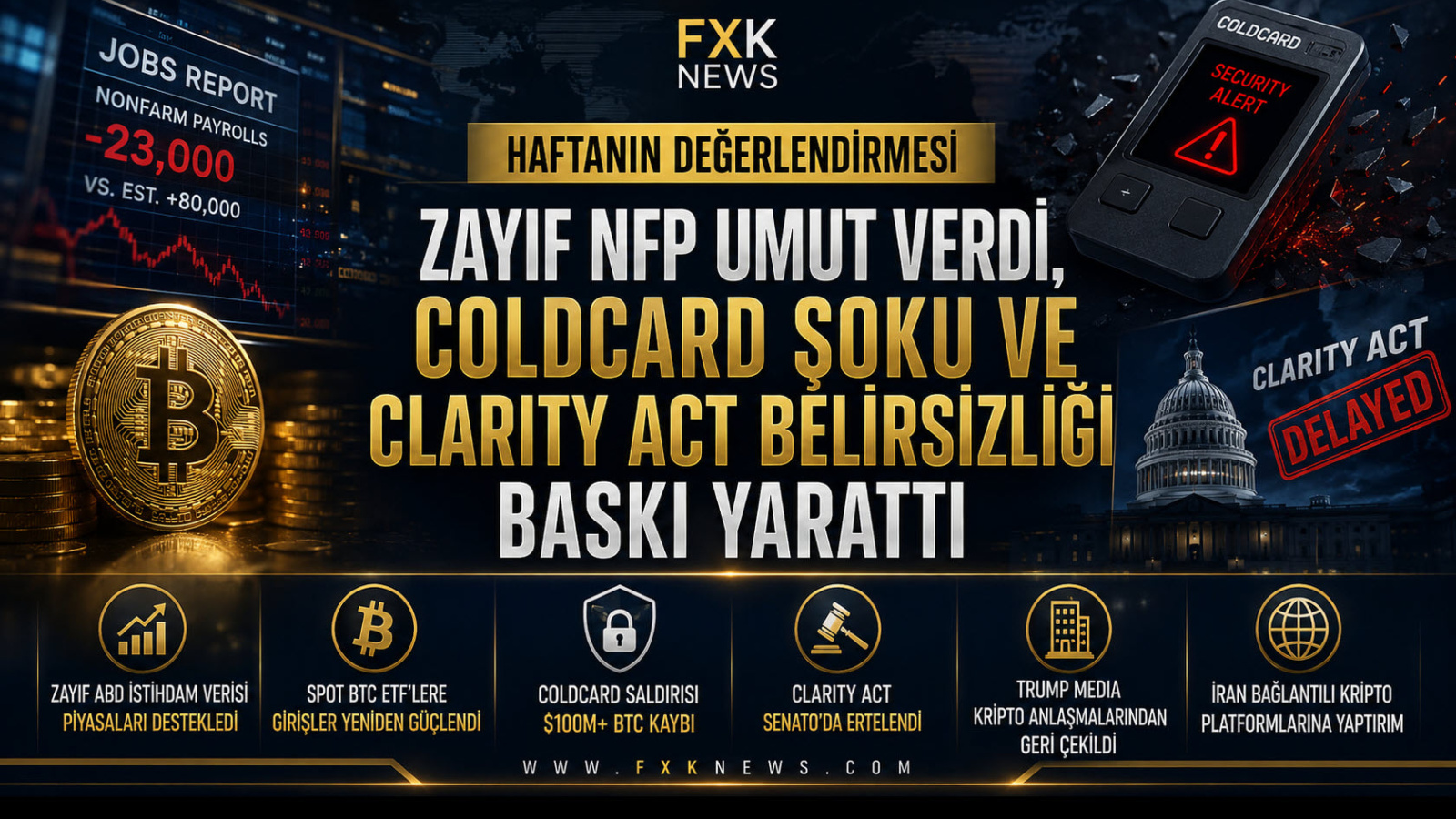 Kripto Para Piyasalarında Haftanin Özeti: Zayıf Nfp Umut Verdi, Coldcard Şoku Ve Clarity Act Belirsizliği Baskı Yarattı