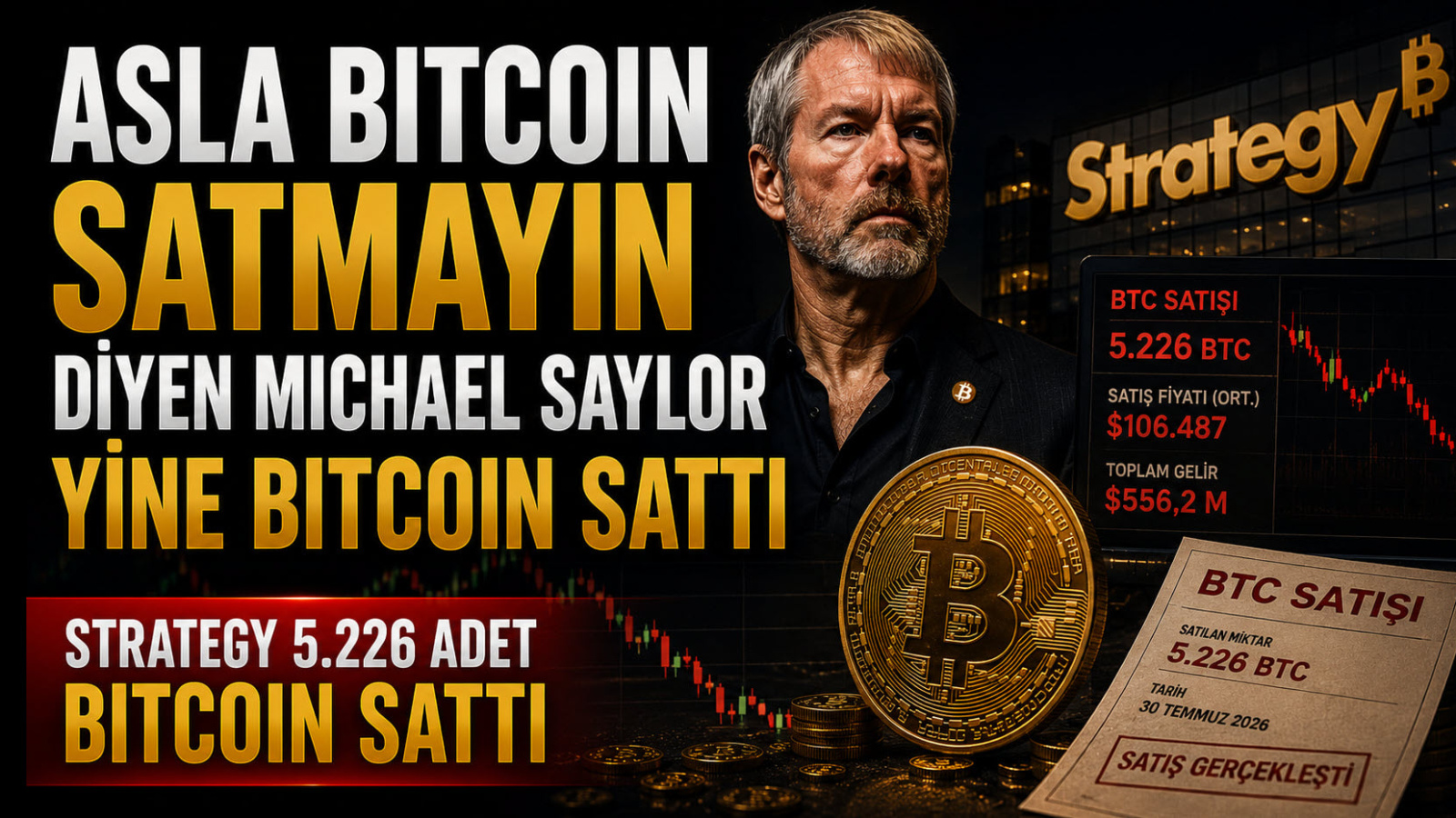 Asla Bitcoin Satmayın Diyen Michael Saylor Yine Bitcoin Sattı, Strategy 5.226 Adet Bitcoin Sattı