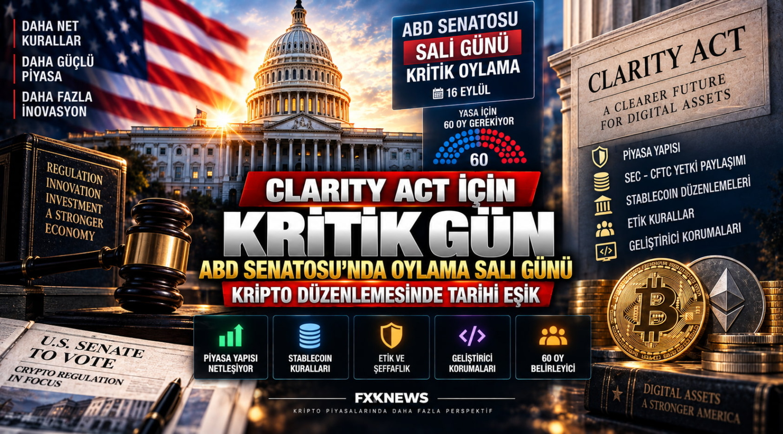 Clarity Act İçin Kritik Gün: ABD Senatosu’nda Kripto Yasasının Kaderi Salı Günü Belirlenecek