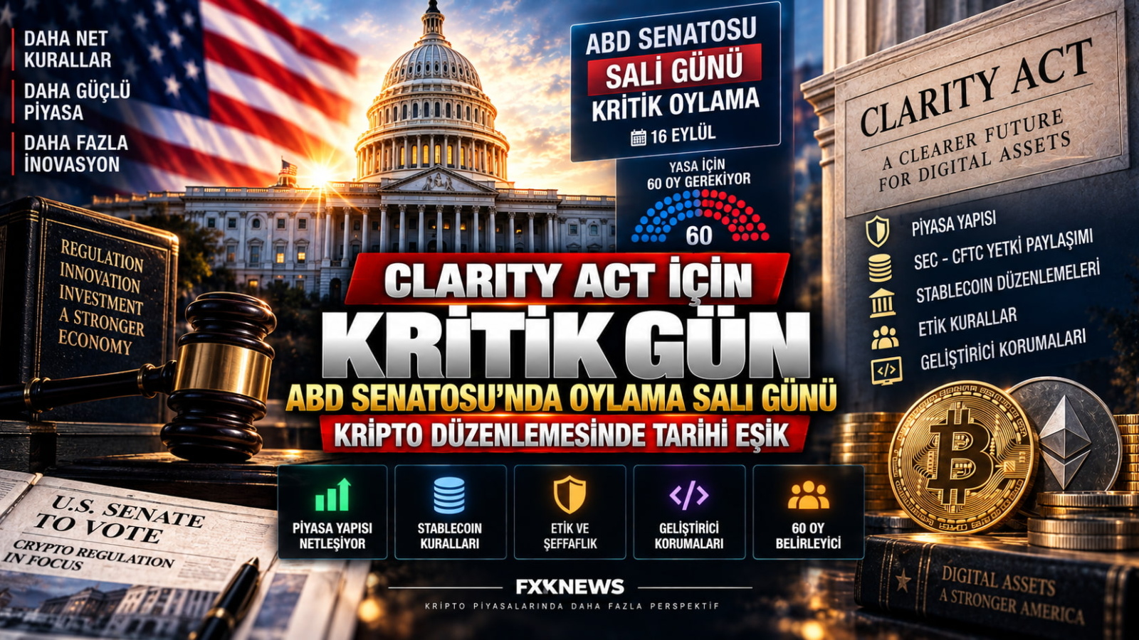Clarity Act İçin Kritik Gün: ABD Senatosu’nda Kripto Yasasının Kaderi Salı Günü Belirlenecek