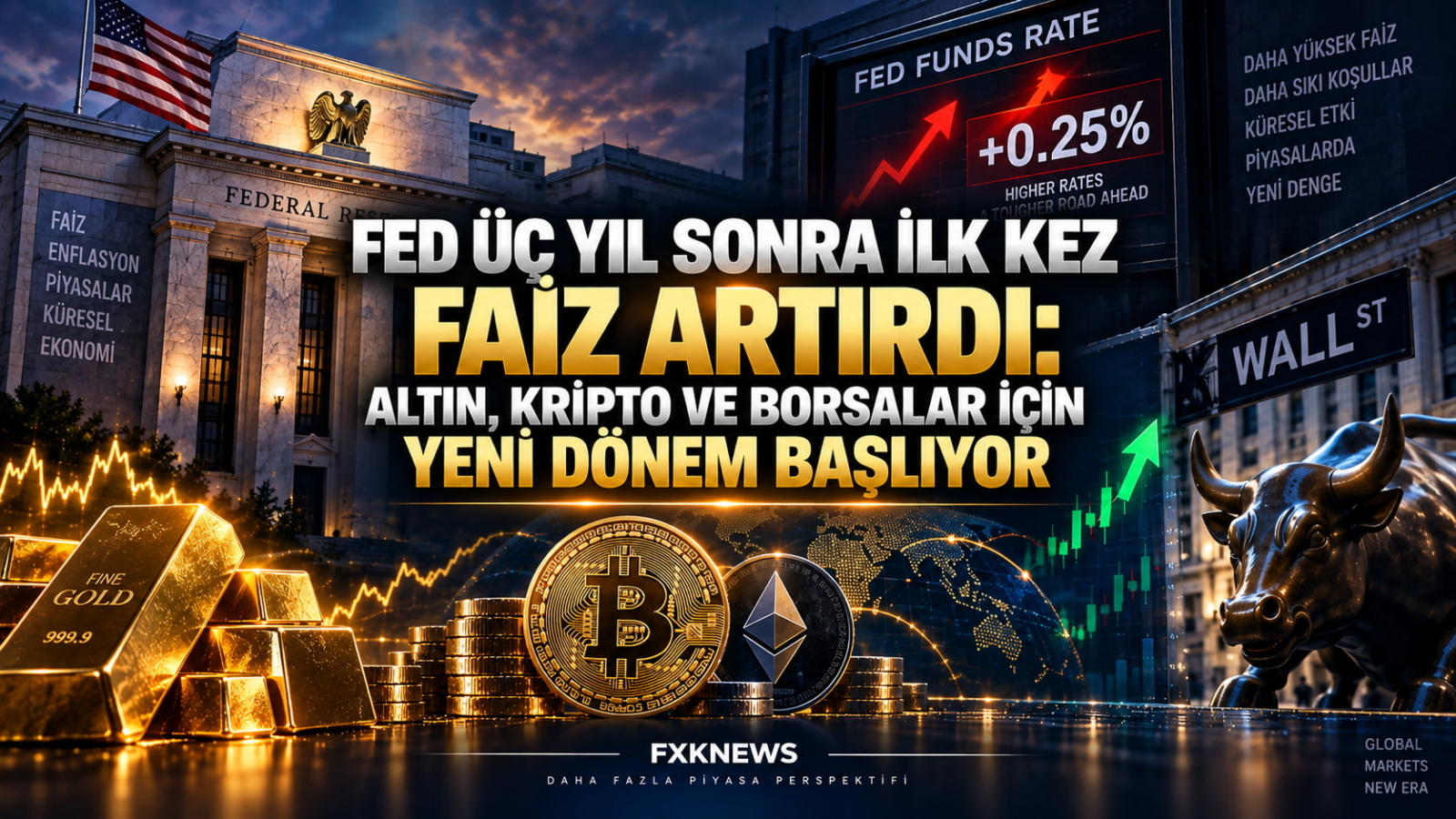 Fed Üç Yıl Sonra İlk Kez Faiz Artırdı: Altın, Kripto ve Borsalar İçin Yeni Dönem Başlıyor