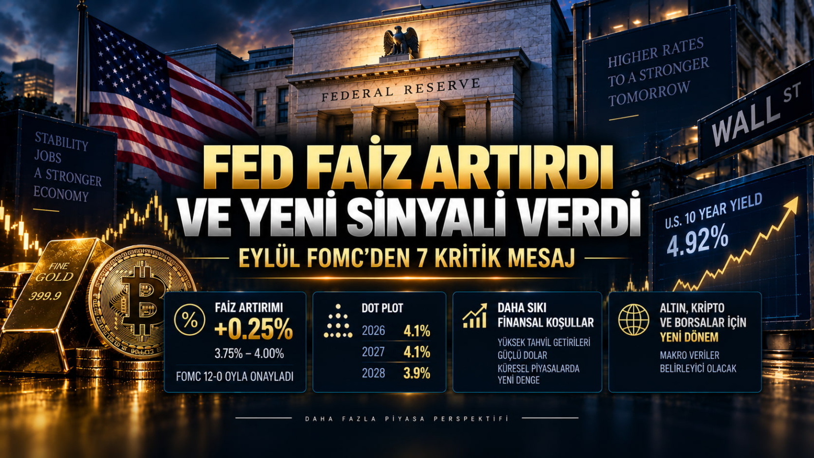 Fed Faiz Artırdı ve Yeni Sinyali Verdi: Eylül FOMC Toplantısından 7 Kritik Mesaj