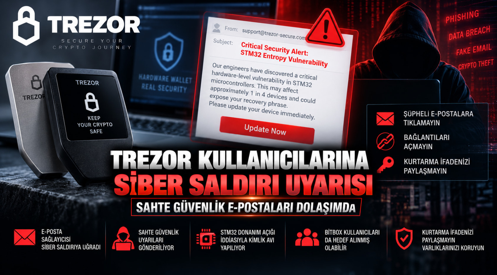 Trezor Kullanıcılarına Siber Saldırı Uyarısı: Sahte Güvenlik E-Postaları Dolaşımda