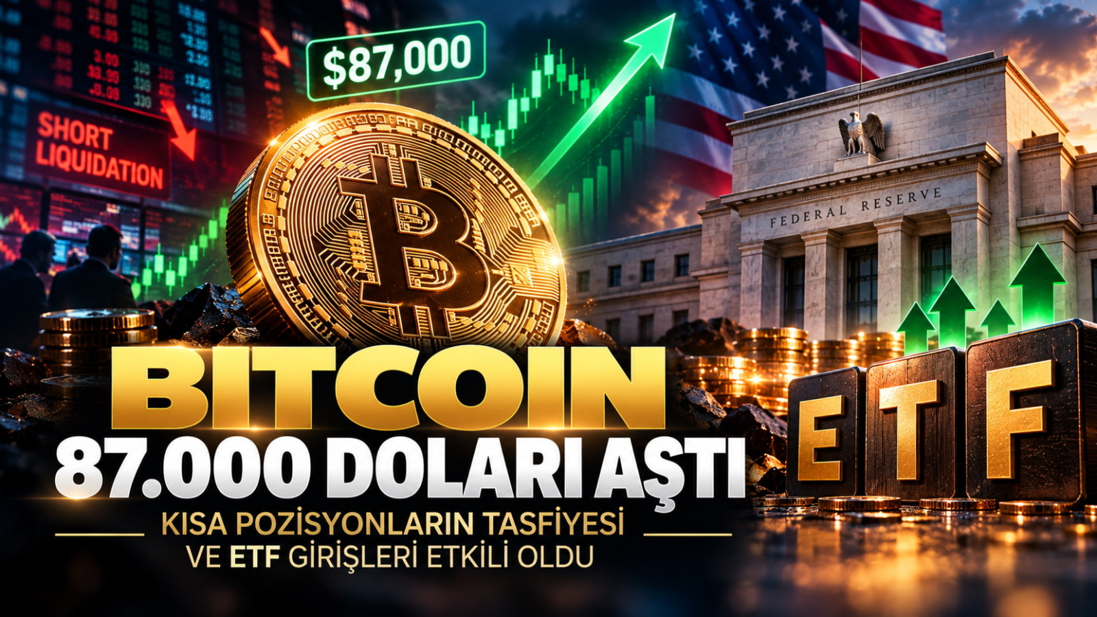 Bitcoin 87.000 Doları Aştı: Kısa Pozisyon Tasfiyeleri ve ETF Girişleri Etkili Oldu