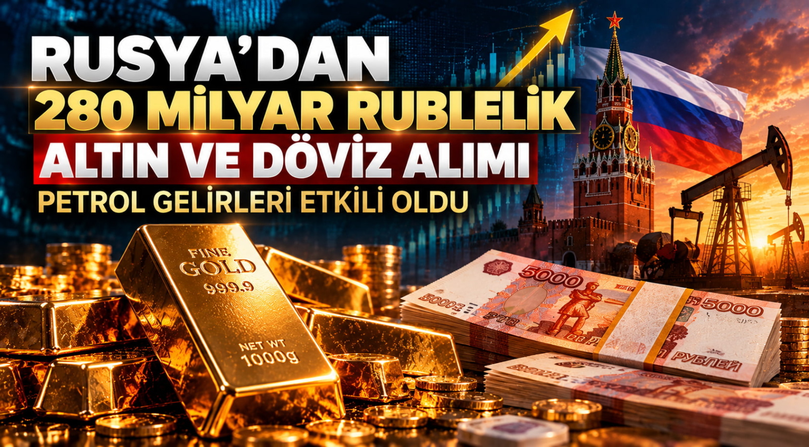 Rusya’dan 280 Milyar Rublelik Altın ve Döviz Alımı: Petrol Gelirleri Etkili Oldu