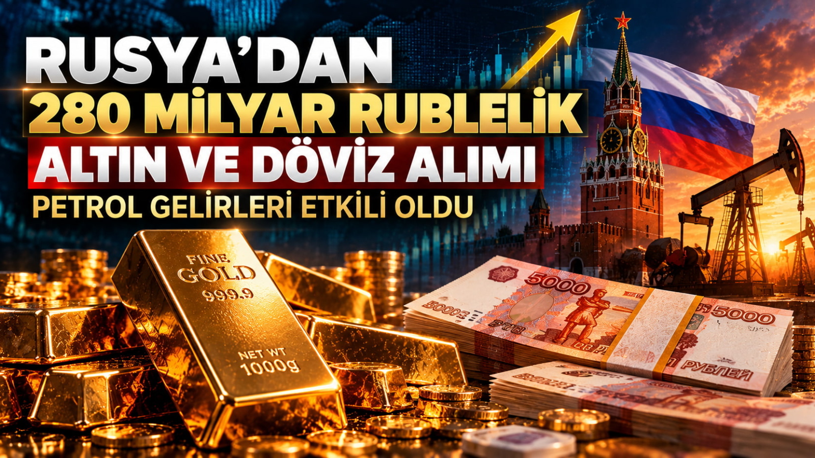 Rusya’dan 280 Milyar Rublelik Altın ve Döviz Alımı: Petrol Gelirleri Etkili Oldu