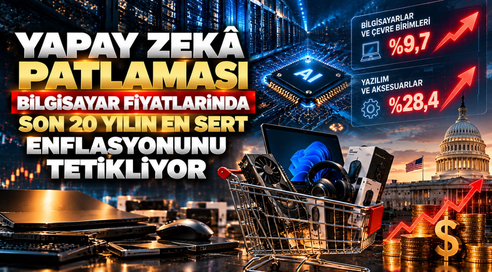 Yapay Zekâ Patlaması Bilgisayar Fiyatlarını Yükseltiyor: ABD’de Teknoloji Enflasyonu 20 Yılın Zirvesinde
